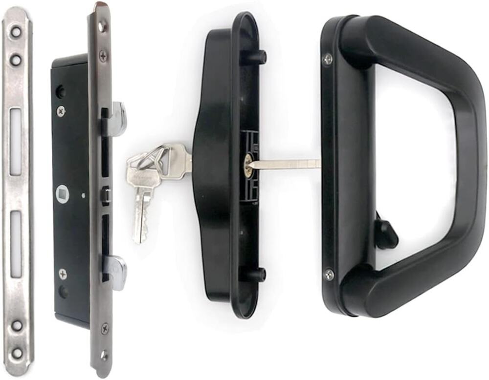 ALLYWASAI Sliding Patio Door Handle Set With Mortise Lock, Suitable For  Black